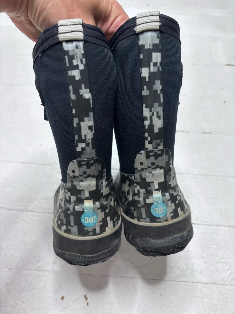 Bogs Classic Digital Camo Winter Boots Rated-30 Size 9 Grey Black